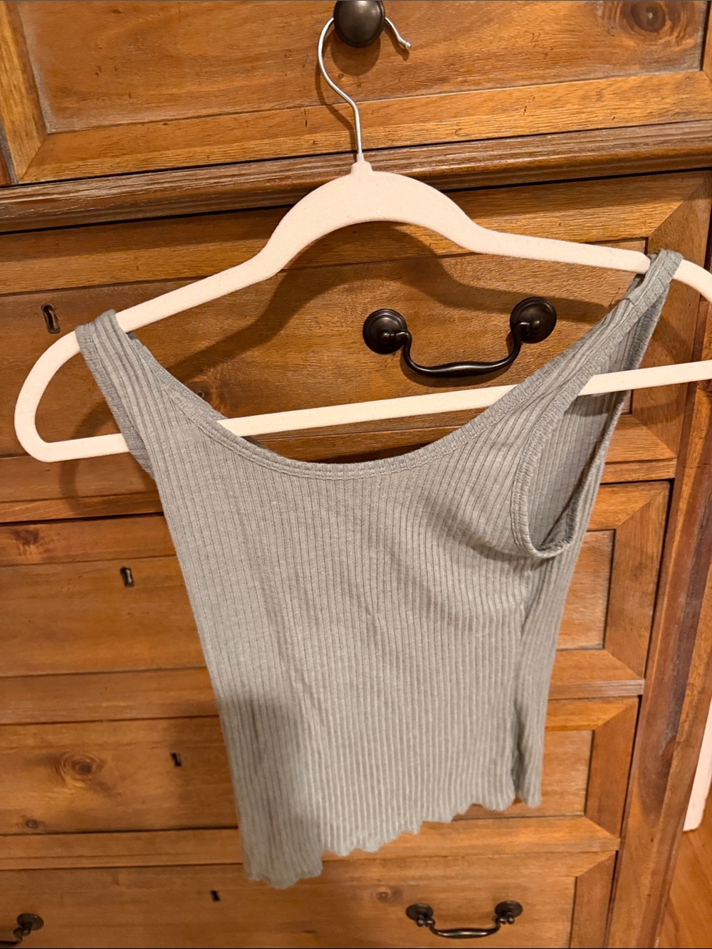 Forever 21 Ribbed Scoop Tank Top - Light Gray